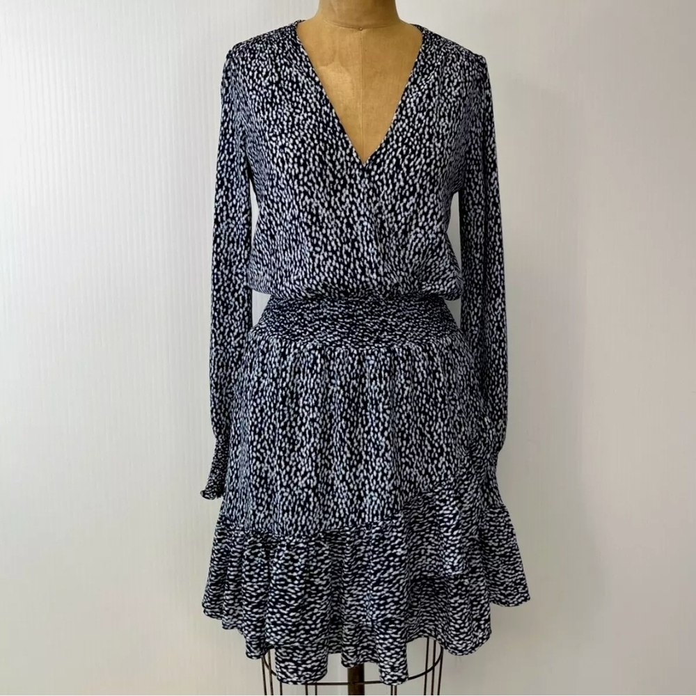 Michael Kors Blue and White Wrap Sundress Size Large NWT